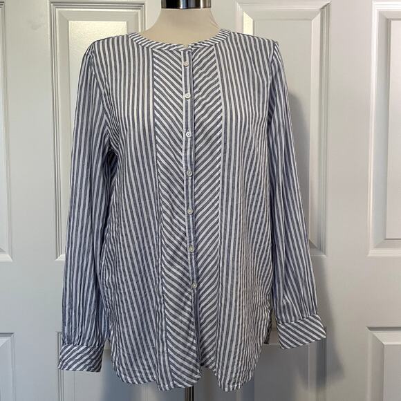Loft Women's Striped Tunic Blouse, size Medium - Picture 2 of 8